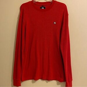 Vtg Southpole Shirt Mens Size L Long Sleeve Waffle Knit Thermal Hip Hop Y2K Red